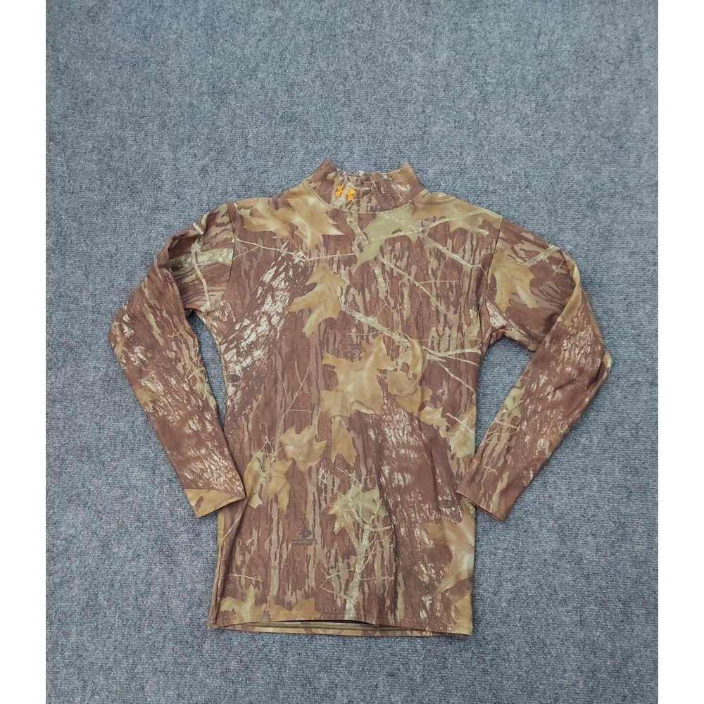 Under Armour Camo Shirt Mens Large Brown Leafy Mossy Oak Breakup Hunting Outdoor